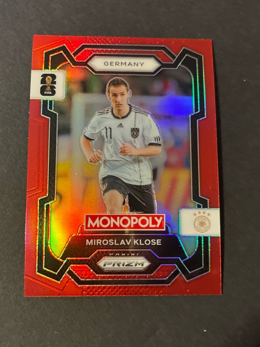Miroslav Klose Red Prizm 2026 Germany Panini Monopoly FIFA World Cup Card